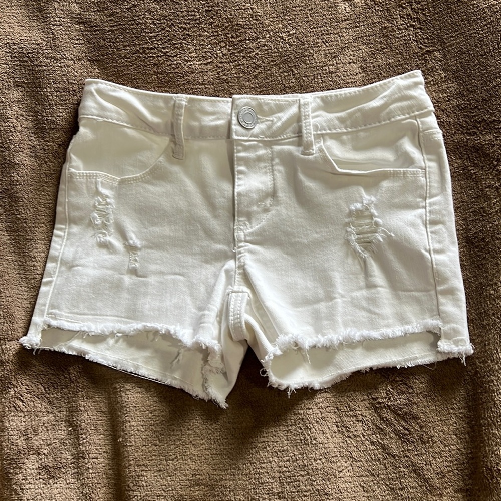 So Brand white Jean denim shorts size 10 girls distressed
